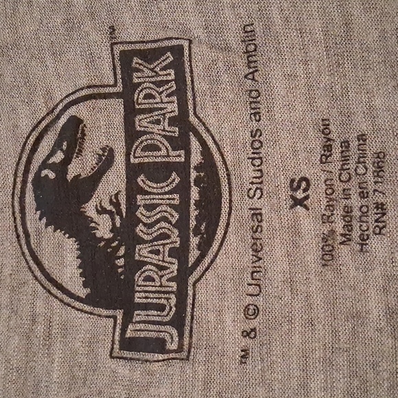 Jurassic Park Racerback Cropped Tank Top with Reflective Neon Rainbow Design - Picture 2 of 4